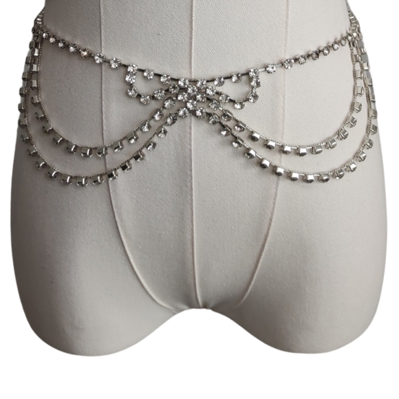 Silver Rhinestone Body Chain - Picture 4 of 4
